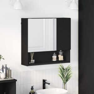 vidaXL Spiegelkast Wandgemonteerd Zwart 59 x 17 x 55 cm Bewerkt hout