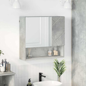 vidaXL Spiegelkast met plank Betongrijs 59 x 17 x 55 cm Bewerkt hout