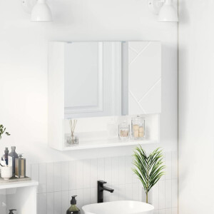 vidaXL Spiegelkast Hoogglans wit 59 x 17 x 55 cm Bewerkt hout