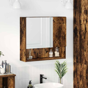 vidaXL Spiegelkast Gerookt eiken 59 x 17 x 55 cm Bewerkt hout