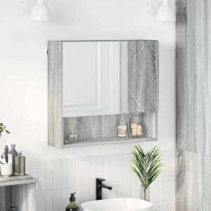 vidaXL Spiegelkast met plank Grijs sonoma 59 x 17 x 55 cm Bewerkt hout