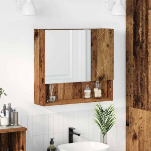 vidaXL Spiegelkast met plank Oud hout 59 x 17 x 55 cm Bewerkt hout