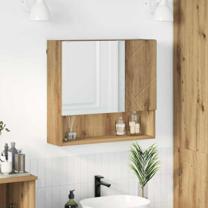 vidaXL Spiegelkast met plank artisanaal eikenkleurig 59 x 17 x 55 cm