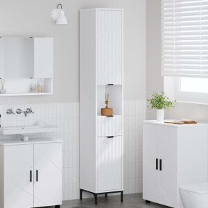 vidaXL Hoge badkamerkast met lade Wit 31.5 x 33 x 190 cm Bewerkt hout