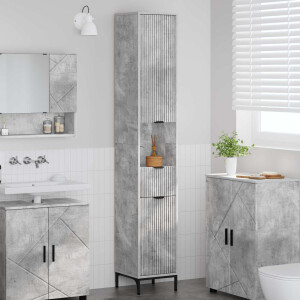 vidaXL Badkamer Kast met lade Beton Grijs 31,5 x 33 x 190 cm