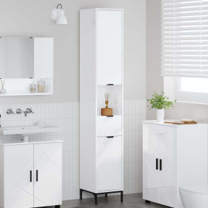 vidaXL Hoge badkamerkast Hoogglans wit 31.5 x 33 x 190 cm Bewerkt hout