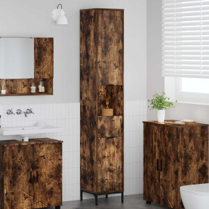 vidaXL Badkamer Kast met lade Gerookt eiken 31,5 x 33 x 190 cm