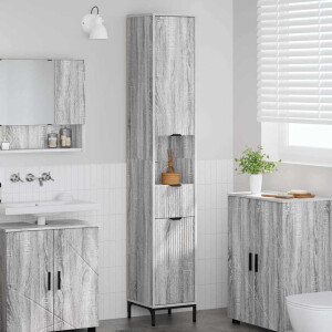 vidaXL Hoge badkamerkast Grijs sonoma 31.5 x 33 x 190 cm Bewerkt hout