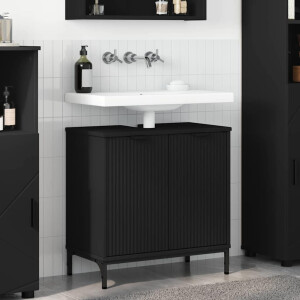 vidaXL Badkamertenk te kast Zwart 60,5 x 33,5 x 61 cm Bewerkt hout