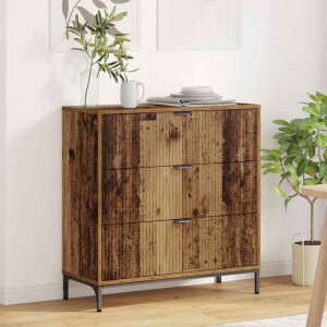 vidaXL Dressoir met lade Oudhout 79,5 x 33 x 82 cm Bewerkt hout