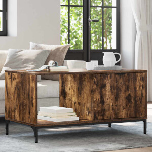 vidaXL Salontafel met lade Gerookt eiken 90 x 49 x 46 cm Bewerkt hout