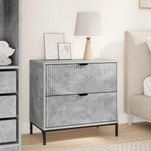 vidaXL Nachtkastje met lade Betongrijs 63.5 x 36 x 61 cm Bewerkt hout