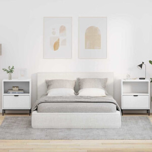 vidaXL Nachtkastje met lade 2 pcs Wit 49 x 36 x 61 cm Bewerkt hout