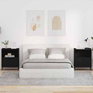 vidaXL Nachtkastjes met lade 2 pcs Zwart 49 x 36 x 61 cm Bewerkt hout