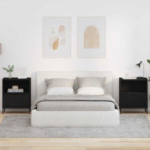 vidaXL Nachtkastje met lade 2 pcs Zwart 49 x 36 x 61 cm Bewerkt hout