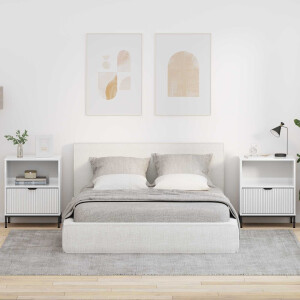 vidaXL Nachtkastje 2 pcs Hoogglans wit 49 x 36 x 61 cm Bewerkt hout