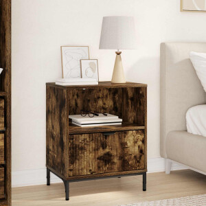 vidaXL Nachtkastje met lade Gerookt eiken 49 x 36 x 61 cm Bewerkt hout