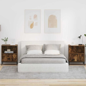 vidaXL Nachtkastjes 2 pcs Gerookt eiken 49 x 36 x 61 cm Bewerkt hout