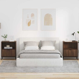 vidaXL Nachtkastjes met lade 2 pcs bruin eikenkleur 49 x 36 x 61 cm
