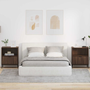 vidaXL Nachtkastje 2 pcs bruin eikenkleur 49 x 36 x 61 cm Bewerkt hout