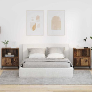 vidaXL Nachtkastje 2 pcs Oud hout 49 x 36 x 61 cm Bewerkt hout