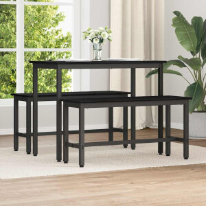 vidaXL Eetbank 2 pcs Zwart Eiken 100 x 32,5 x 48,5 cm