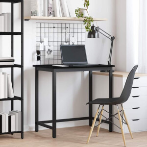 vidaXL Tafel Zwart Eiken 100 x 50 x 76,5 cm Engineered hout en staal
