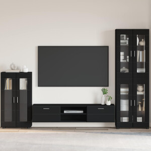 vidaXL Dressoir met plank FLORIN Zwart 55,5 x 29 x 100 cm Bewerkt hout