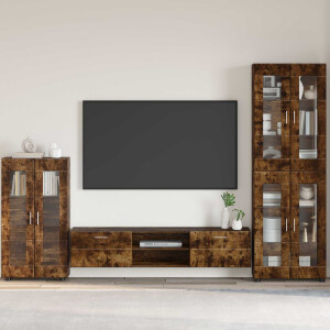 vidaXL Dressoir FLORIN Gerookt eiken 55,5 x 29 x 100 cm Bewerkt hout