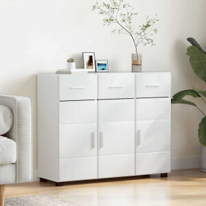 vidaXL Dressoir FLORIN Hoogglans wit 88,5 x 30,5 x 73 cm Bewerkt hout