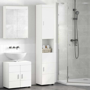 vidaXL Badkamerkastenset TULUM Wit 37 x 31,5 x 203 cm Bewerkt hout