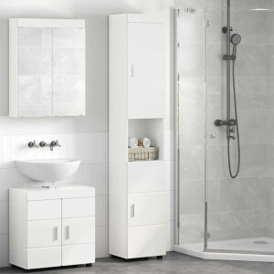 vidaXL Badkamer Kast Hoogglans wit 37 x 31.5 x 203 cm Bewerkt hout