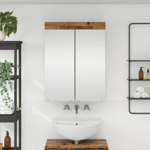 vidaXL Badkamer spiegelkast met plank TULUM Oudhout 60 x 16,5 x 78 cm