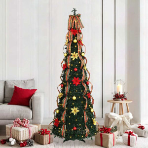 vidaXL Kunstkerstboom met 200 LED met standaard Groen 215 cm PVC