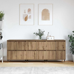 vidaXL Dressoirs 3 pcs artisanaal eikenkleurig 180 x 35 x 70 cm