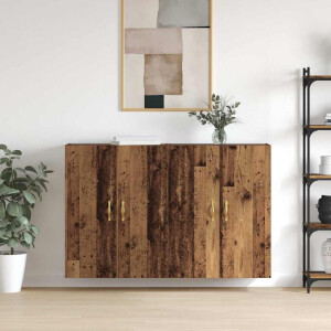 vidaXL Wandgemonteerde Kasten 2 pcs Oud hout 69.5 x 34 x 90 cm