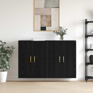 vidaXL Wandgemonteerde Kasten 2 pcs Zwart eiken 69.5 x 34 x 90 cm