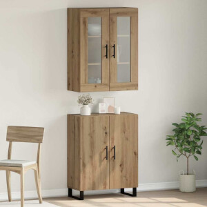 vidaXL Hoge kast 2 pcs artisanaal eikenkleurig Bewerkt hout