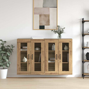 vidaXL Wandgemonteerde Kasten 2 pcs artisanaal eikenkleurig