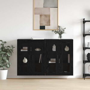 vidaXL Wandgemonteerde Kasten 2 pcs Zwart eiken 69.5 x 34 x 90 cm