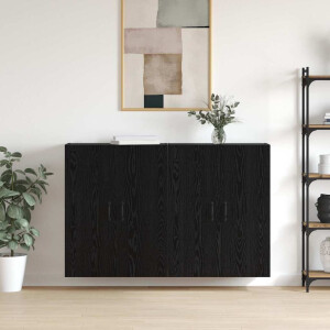 vidaXL Wandgemonteerde Kasten 2 pcs Zwart eiken 69.5 x 34 x 90 cm