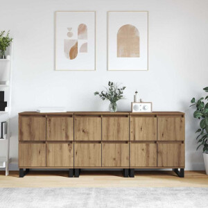 vidaXL Dressoirs 3 pcs artisanaal eikenkleurig 180 x 35 x 70 cm