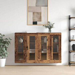 vidaXL Wandgemonteerde Kasten 2 pcs Oud hout 69.5 x 34 x 90 cm