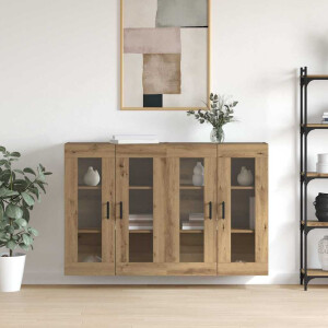 vidaXL Wandgemonteerde Kasten 2 pcs artisanaal eikenkleurig