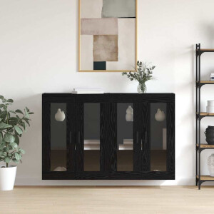 vidaXL Wandgemonteerde Kasten 2 pcs Zwart eiken 69.5 x 34 x 90 cm