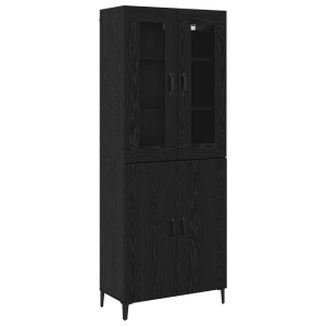 vidaXL Hoge kast 2 pcs Zwart Eiken Bewerkt hout