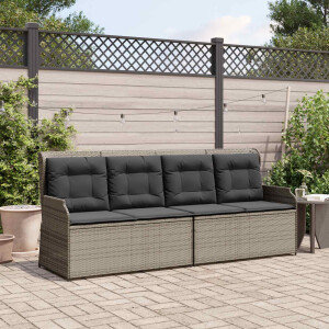 vidaXL Tuinbank Grijs poly rattan