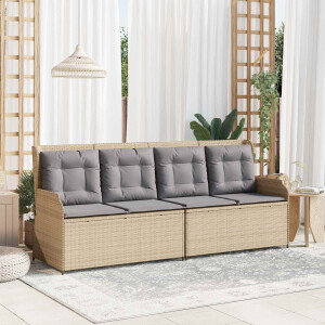 vidaXL Tuinbank Beige poly rattan