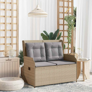 vidaXL Tuinbank Beige poly rattan