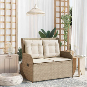 vidaXL Tuinbank Beige poly rattan